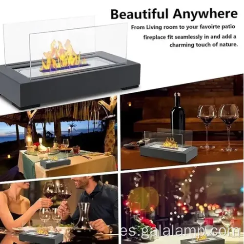 Luz de mesa de chimenea de bioetanol compacta - lámpara sin ventilación